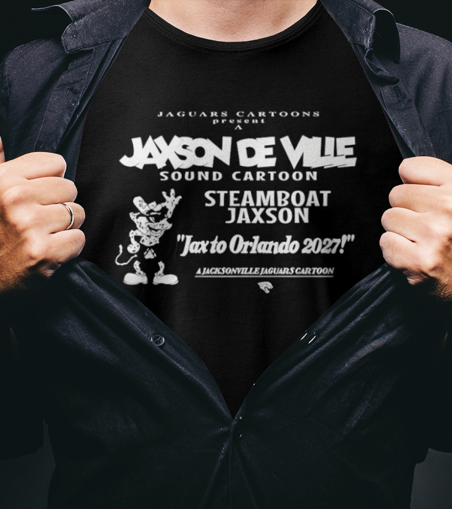 Jaguars Cartoons Present Jaxson De Ville Sound Cartoon Steamboat Jaxson Justo Orlando 2023 American League Conference T-Shirt