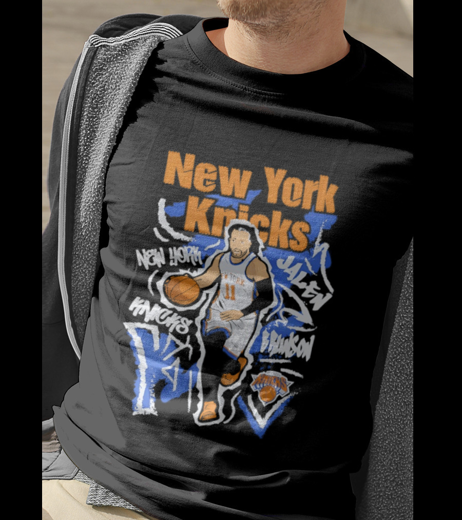 New York Knicks Jalen Brunson 11 Basketball NBA Player Cartoon T-Shirt