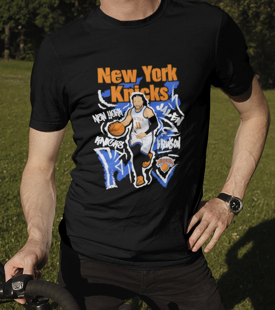 New York Knicks Jalen Brunson 11 Basketball NBA Player Cartoon T-Shirt