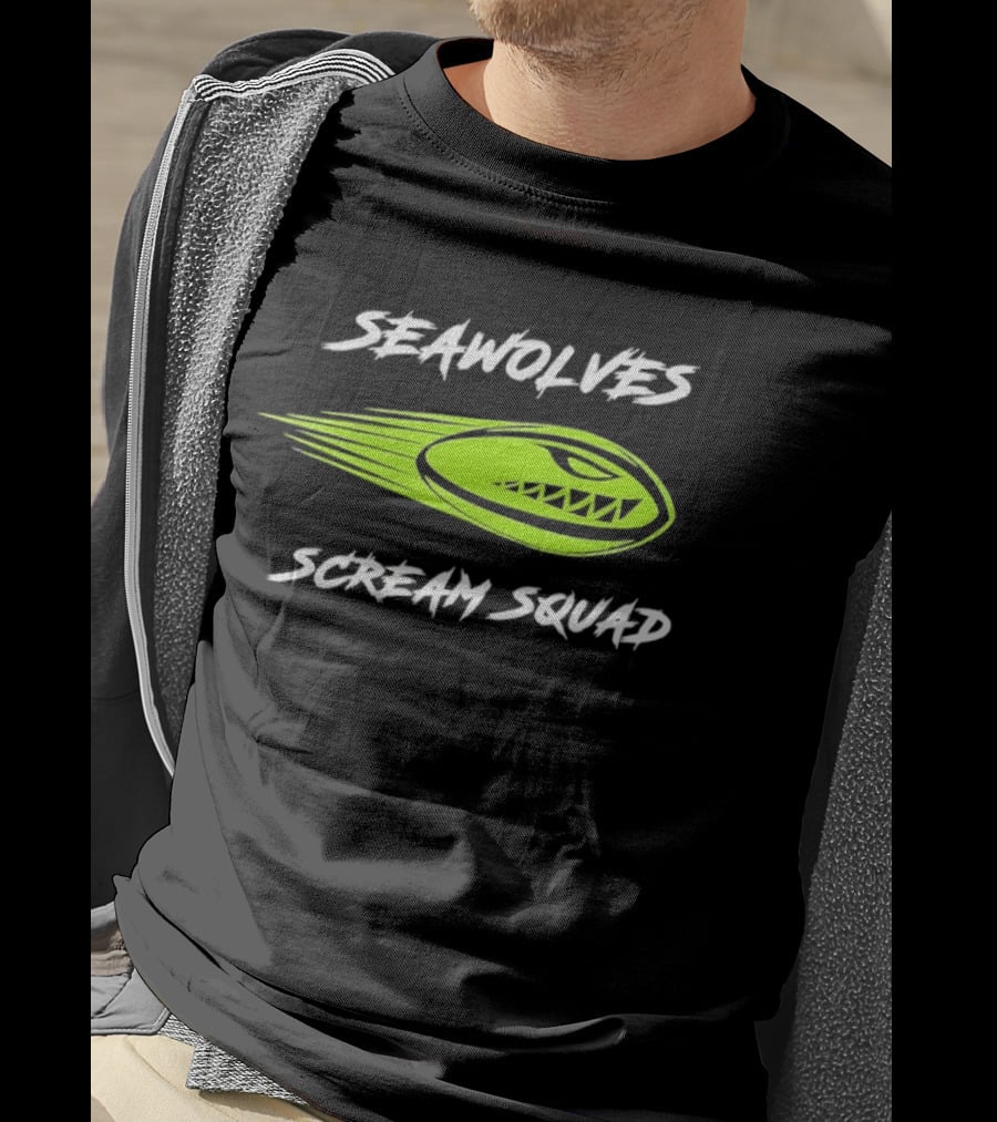 Seawolves Scream Squad Rugby Branding Lime Green Fierce T-Shirt