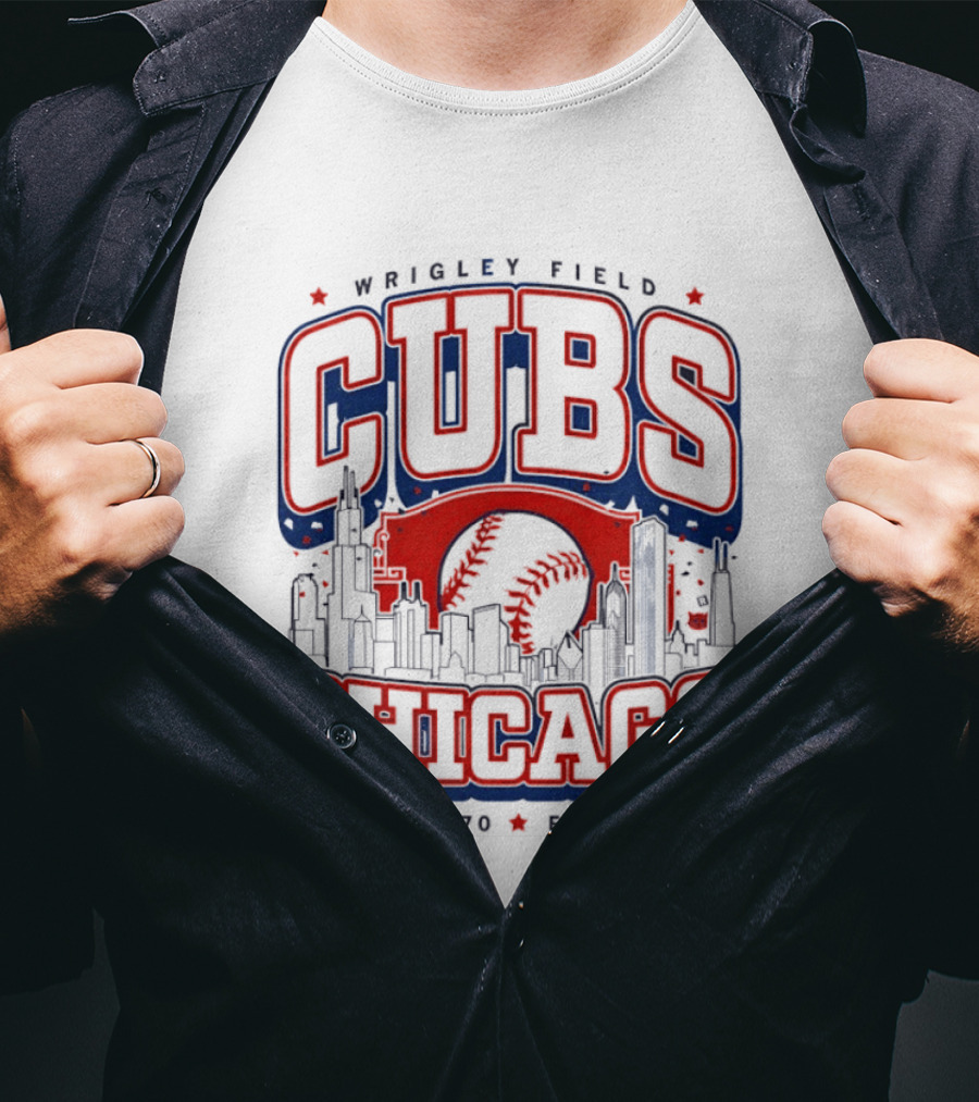 Wrigley Field CUBS Chicago Skyline Since 1870 Fly The W T-Shirt