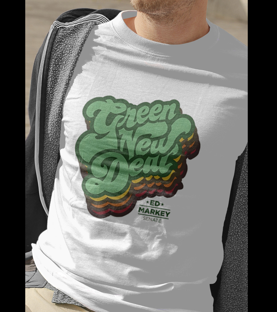 Green New Deal Ed Markey Senate Retro Font T-Shirt