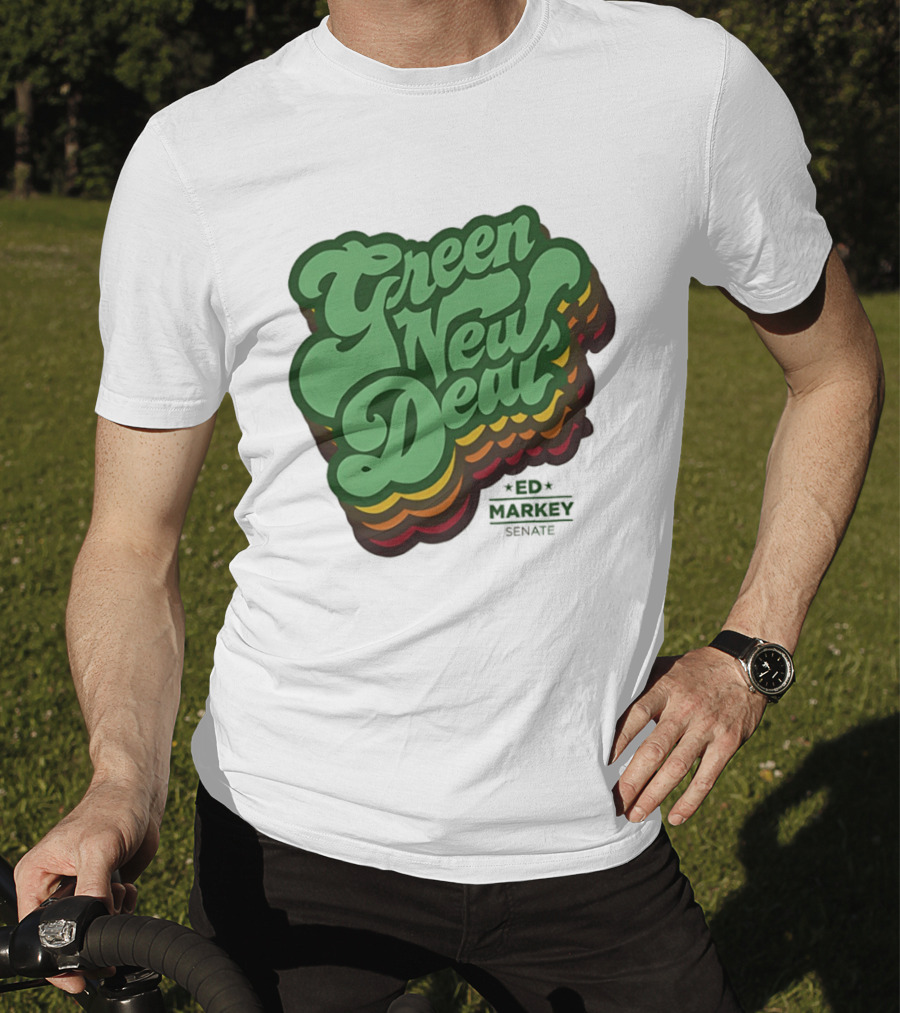 Green New Deal Ed Markey Senate Retro Font T-Shirt