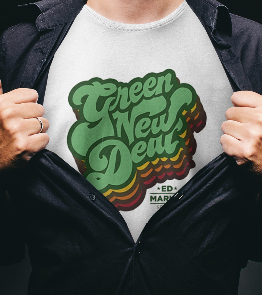 Green New Deal Ed Markey Senate Retro Font T-Shirt