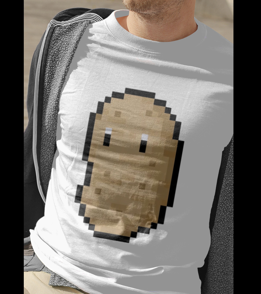 Pixelated Potato Meme Block Style Retro Gaming Humor T-Shirt