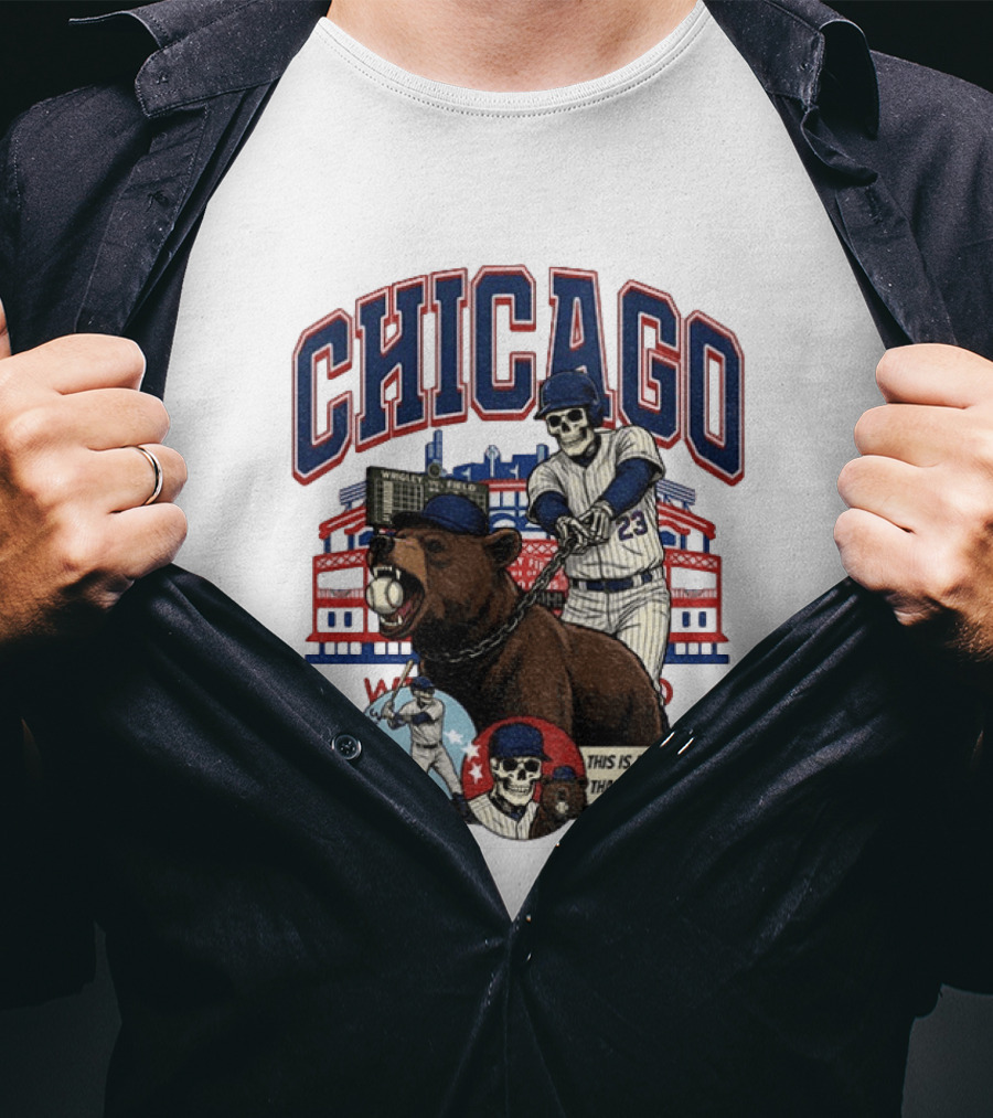 Chicago Cubs Wrigley Field Skeleton Baseball Champions This Is More Than A Game T-Shirt