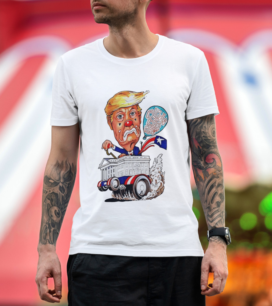 Clown Car One Cartoon Trump White House Sátira Política Divertida T-Shirt