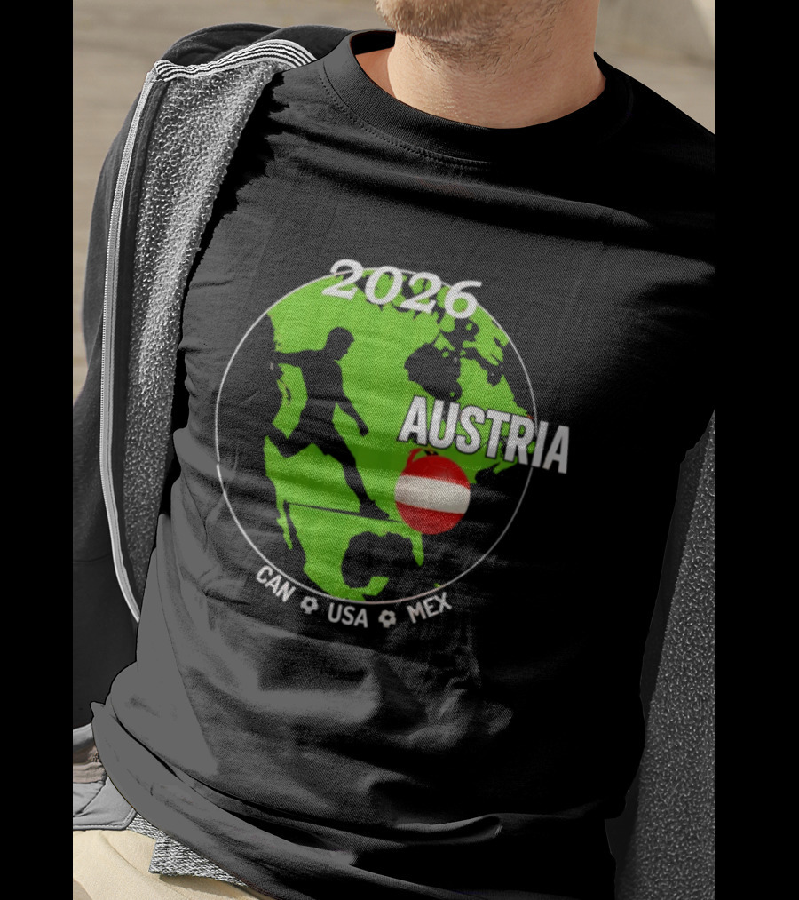 Austria Football 2026 CAN USA MEX World Cup Soccer Map T-Shirt
