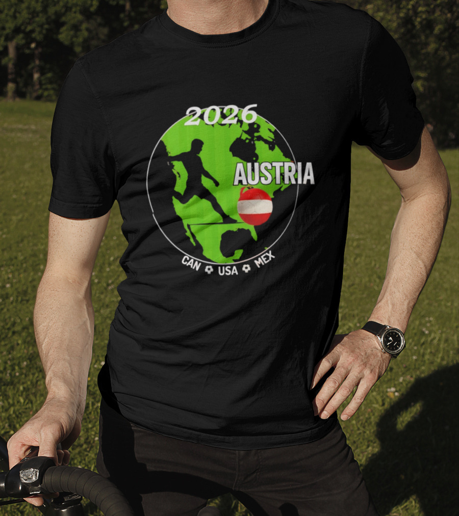 Austria Football 2026 CAN USA MEX World Cup Soccer Map T-Shirt
