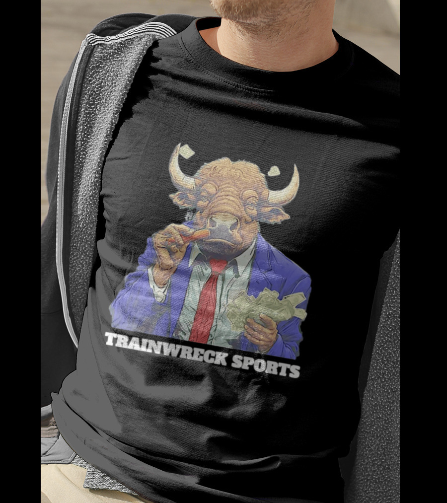 Bison Trainwreck Sports Business Suit Dollar Bills Cigar T-Shirt