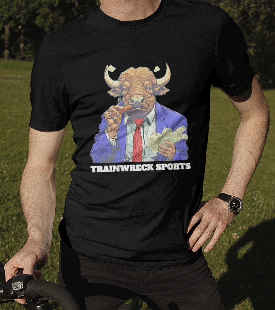 Bison Trainwreck Sports Business Suit Dollar Bills Cigar T-Shirt