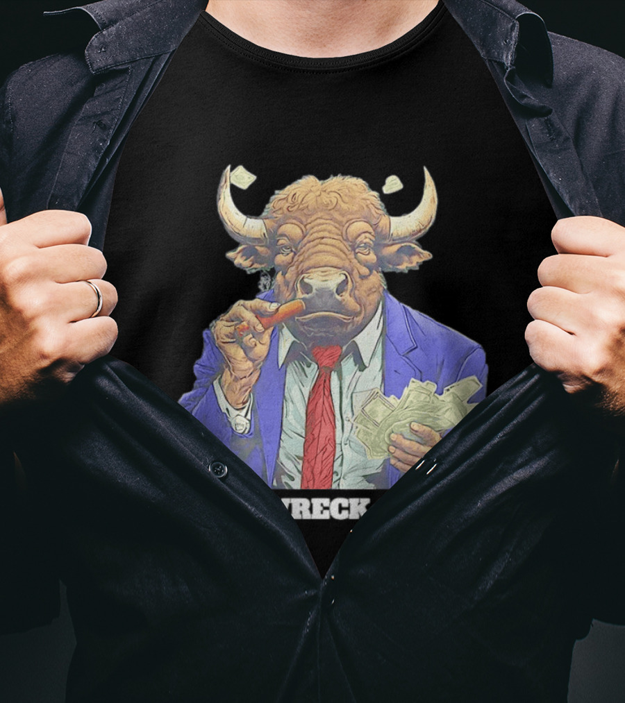 Bison Trainwreck Sports Business Suit Dollar Bills Cigar T-Shirt
