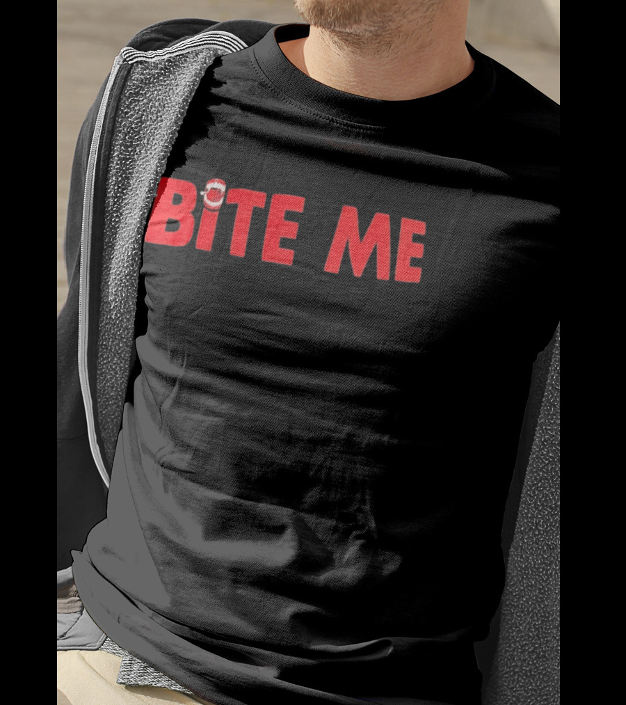 Bite Me Halloween Vampire Teeth Red Letters T-Shirt