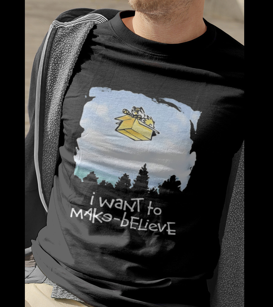 I Want To Mako Believe Calvin And Hobbes Inspired Flying Box Adventure T-Shirt