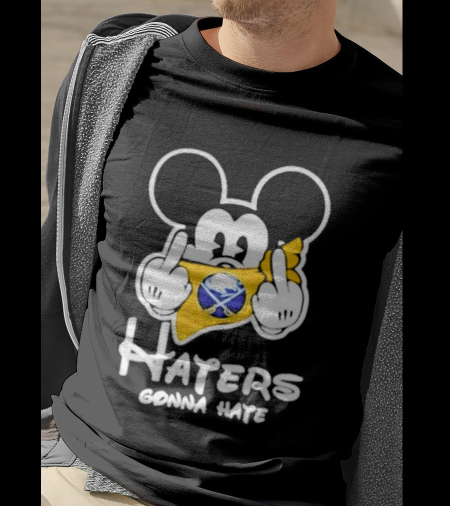Buffalo Sabres Mickey Haters Gonna Hate Middle Finger Hockey Fan T-Shirt