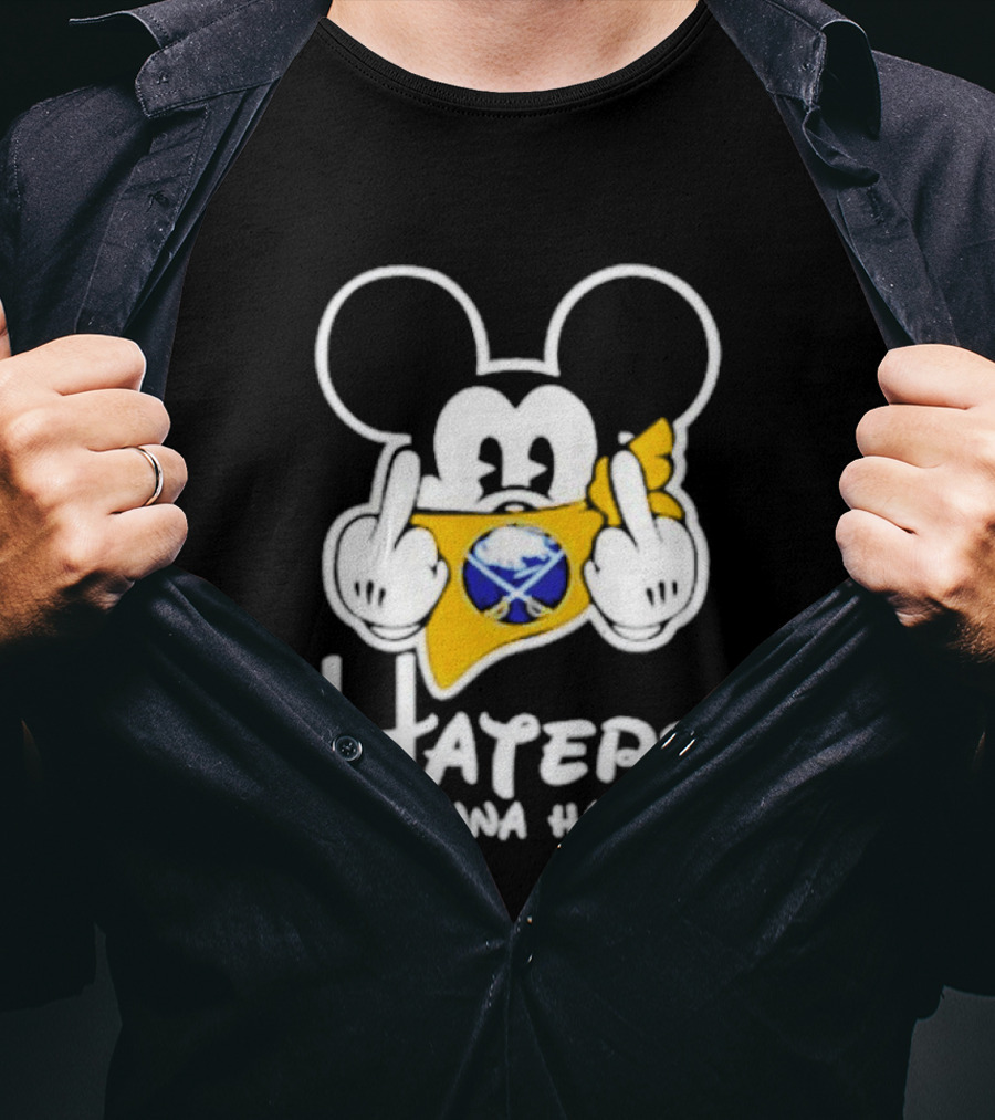 Buffalo Sabres Mickey Haters Gonna Hate Middle Finger Hockey Fan T-Shirt