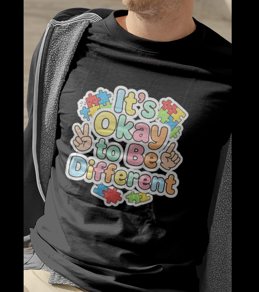 It's Okay To Be Different Autism Awareness Puzzle Pieces T-Shirt