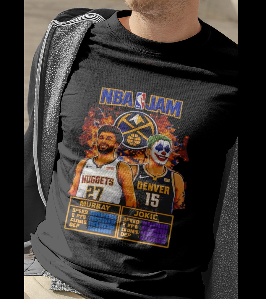 NBA Jam Denver Nuggets Jokic And Murray Basketball Legends T-Shirt