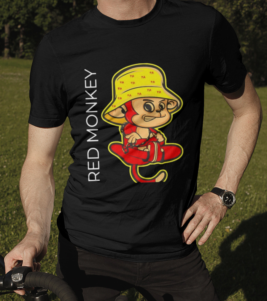 PA Red Monkey Cartoon With Yellow Hat T-Shirt