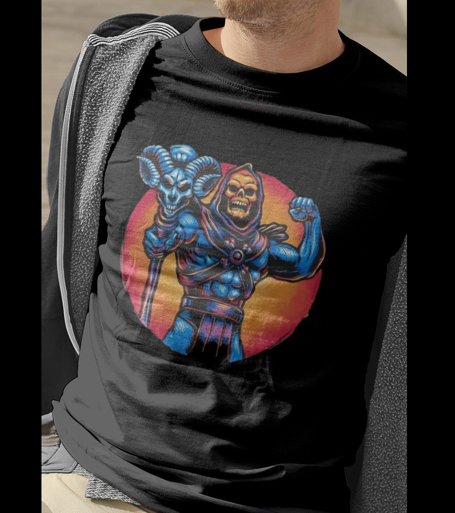 Skeletor Conquer The Universe Iconic Muscular Villain With Ram Staff T-Shirt