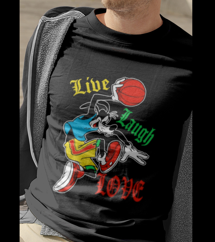 Live Laugh Love Goofy Basketball Colorful Dunk T-Shirt