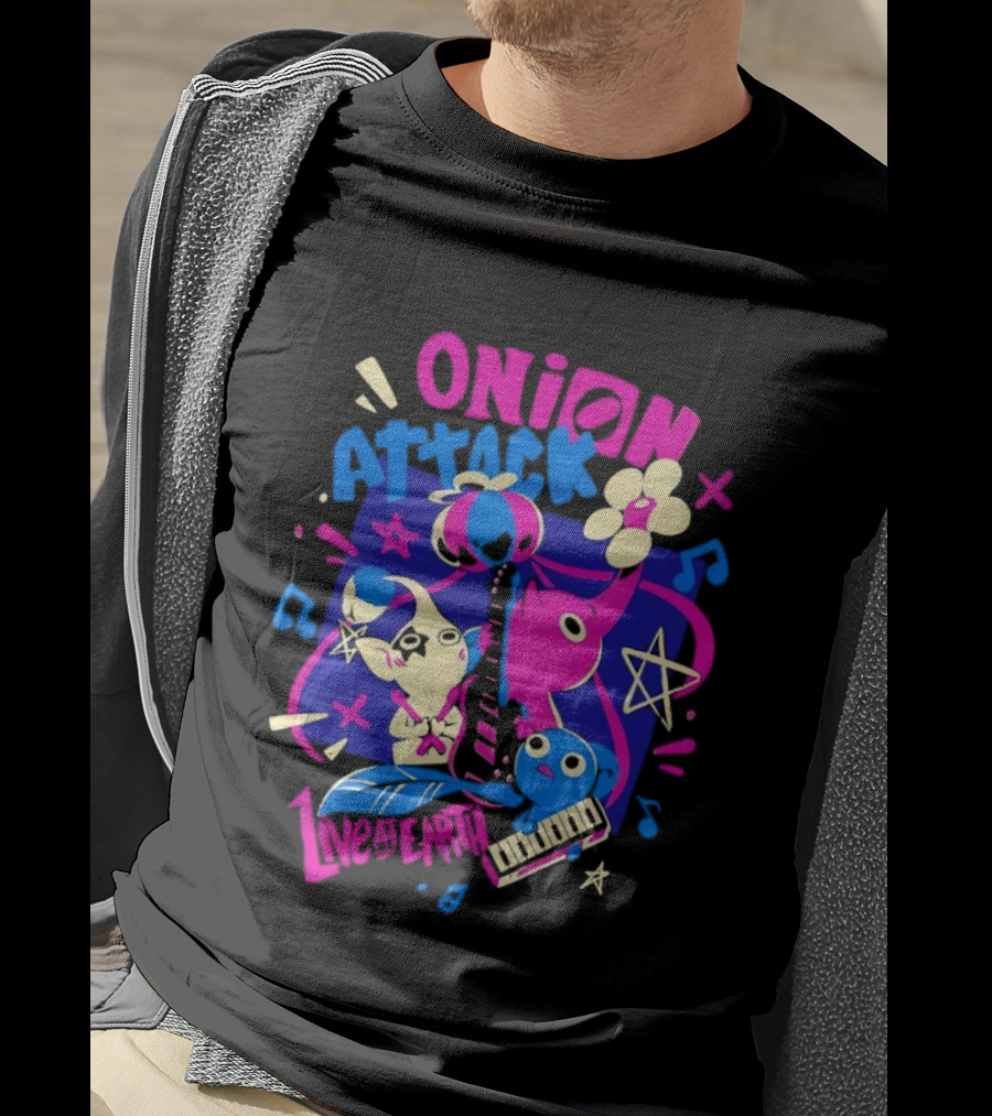 Onion Attack Live At Earth Pikmin Music Themed Concept T-Shirt