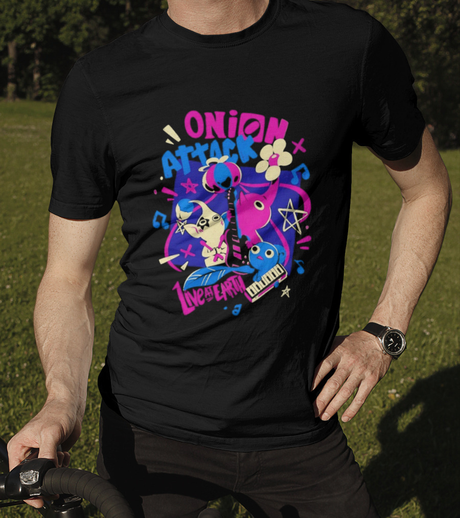 Onion Attack Live At Earth Pikmin Music Themed Concept T-Shirt