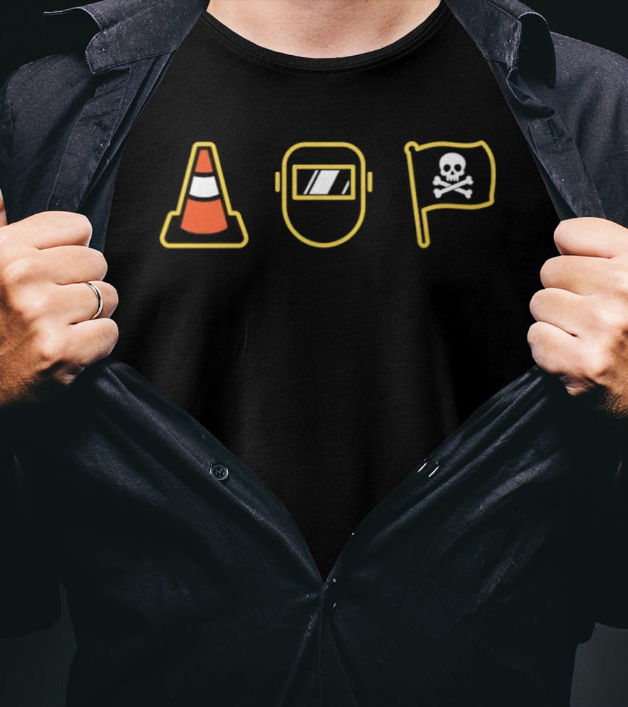 Pittsburgh Pirates Jolly Roger Welding Mask Traffic Cone T-Shirt