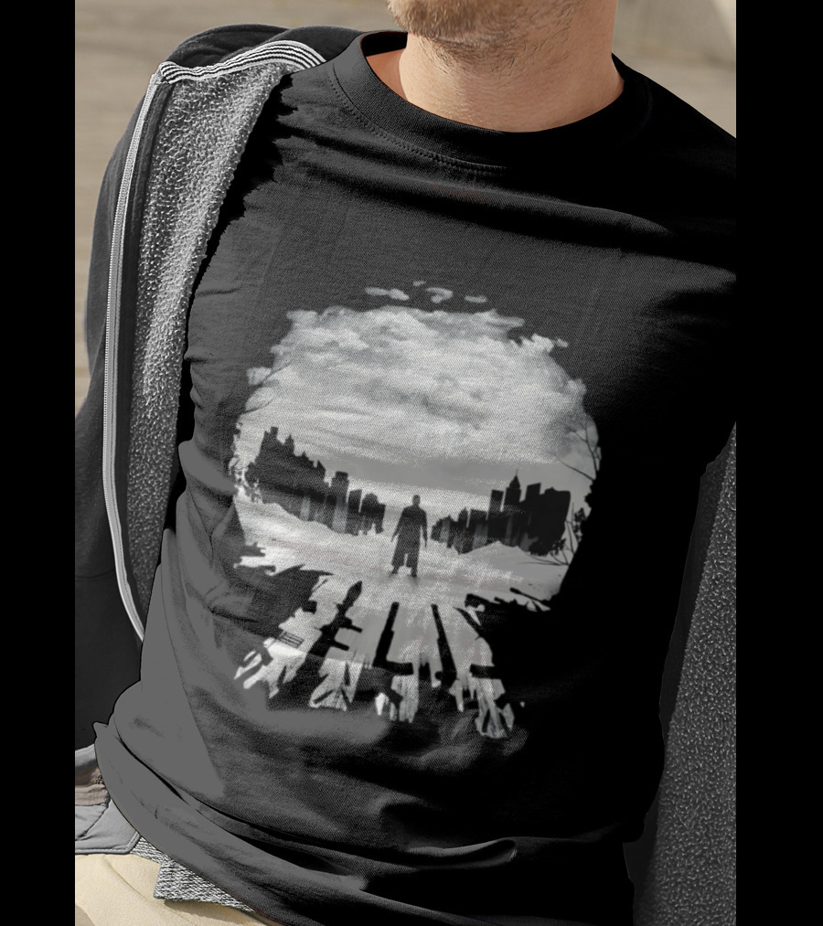 Punisher One Last Kill Urban Silhouette Black And White T-Shirt