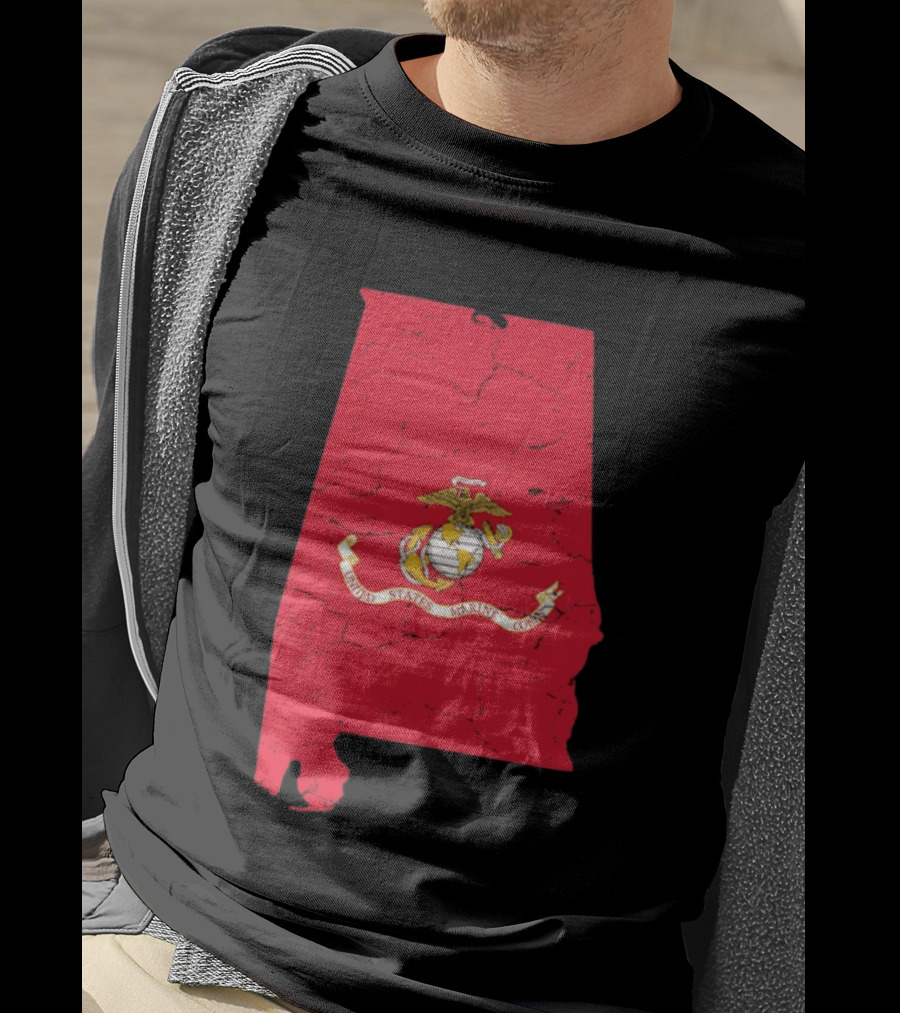 United States Marine Corps Alabama Emblem Map T-Shirt
