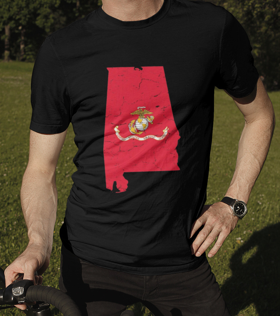 United States Marine Corps Alabama Emblem Map T-Shirt