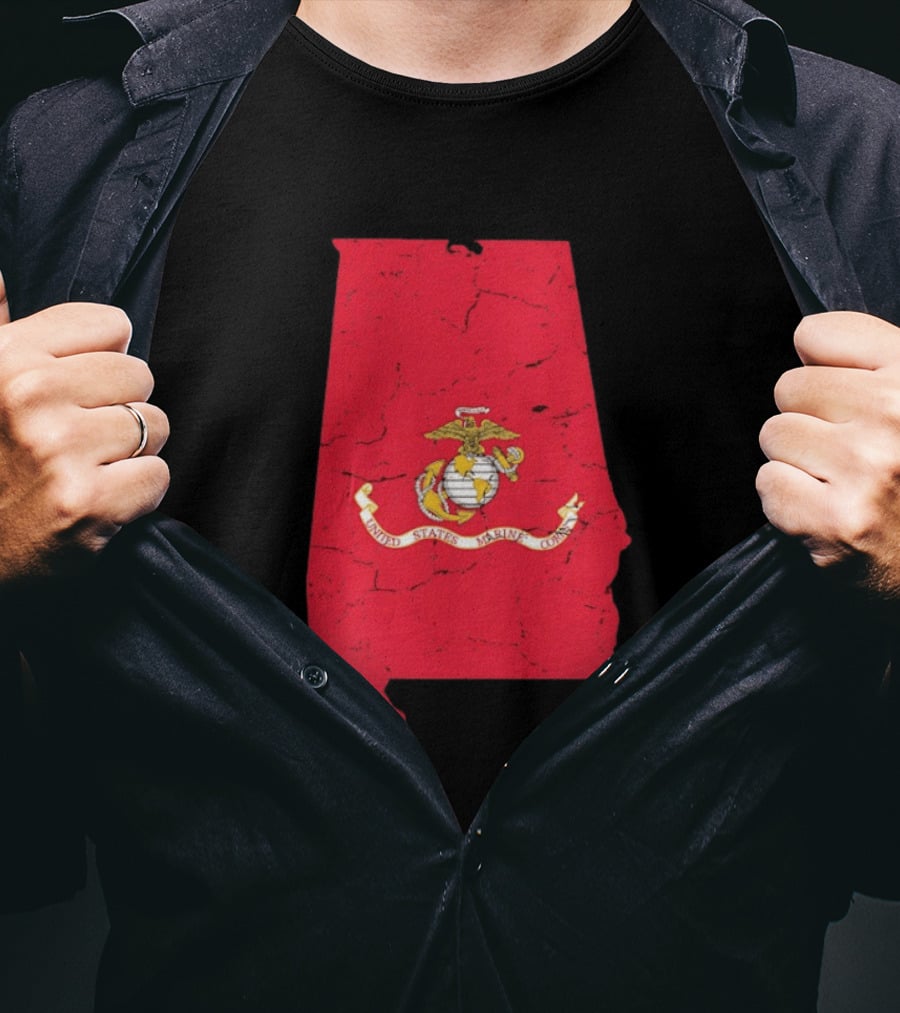 United States Marine Corps Alabama Emblem Map T-Shirt