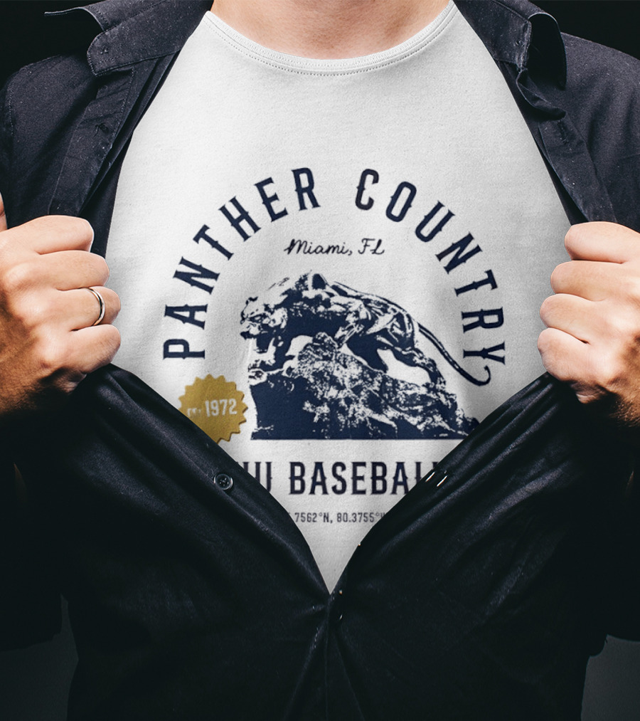 Panther Country FIU Baseball Miami FL 1972 Coordinates T-Shirt