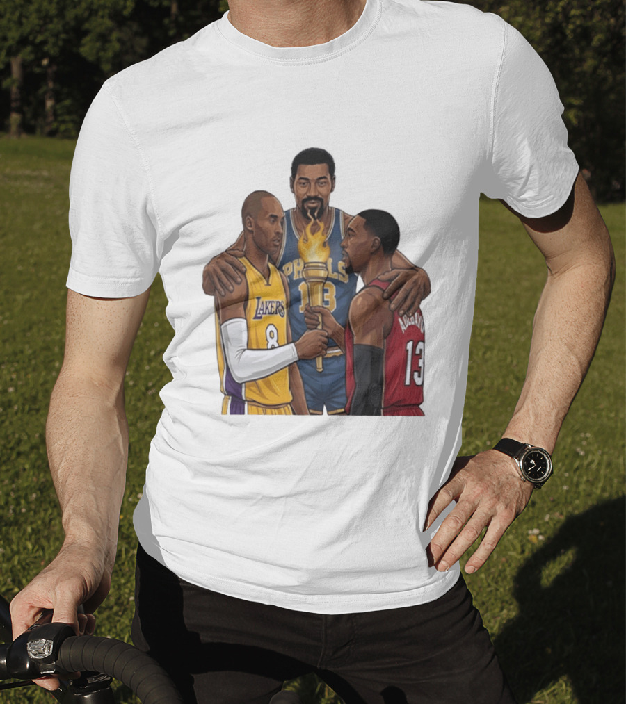 Wilt Chamberlain Kobe Bryant Lakers Bam Adebayo Miami Heat Passing The Torch T-Shirt