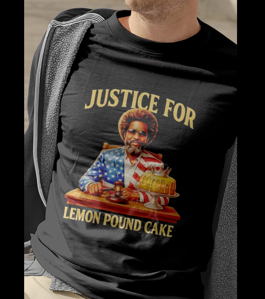 Justice For Lemon Pound Cake Meme Retro Style Judge With Gavel And Patriotic Suit T-Shirt