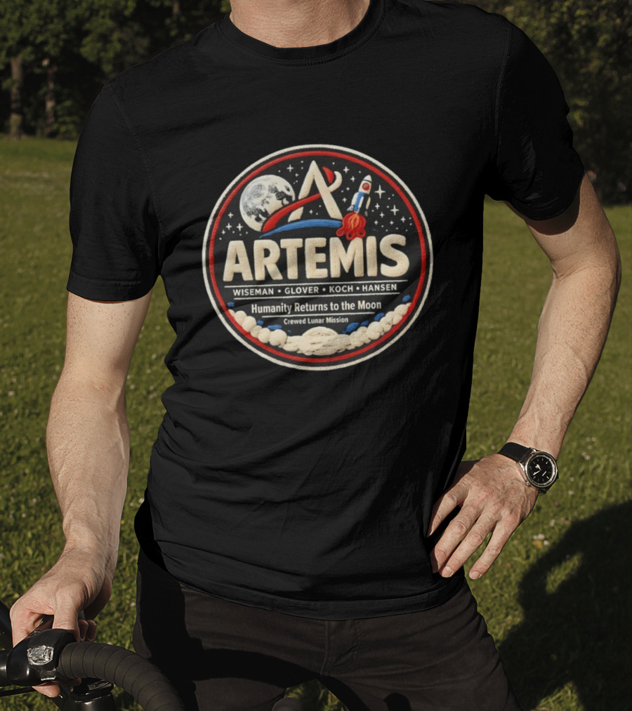 Artemis Wiseman Glover Koch Hansen Humanity Returns To The Moon Crewed Lunar Mission T-Shirt