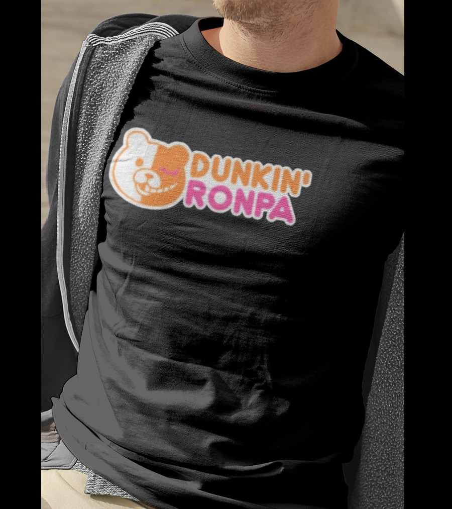 Dunkin' Ronpa Bear Face Graphic Brian Beacock T-Shirt