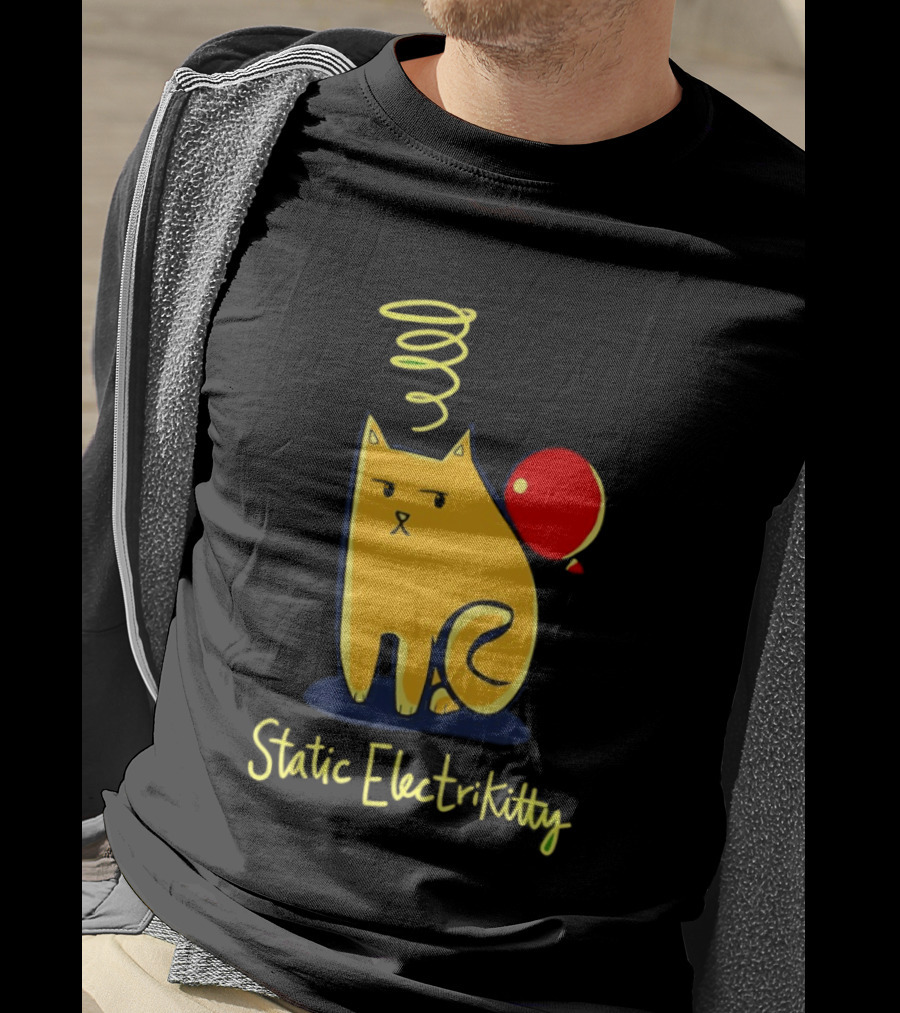 Static Electricity Cat Balloon Fun T-Shirt