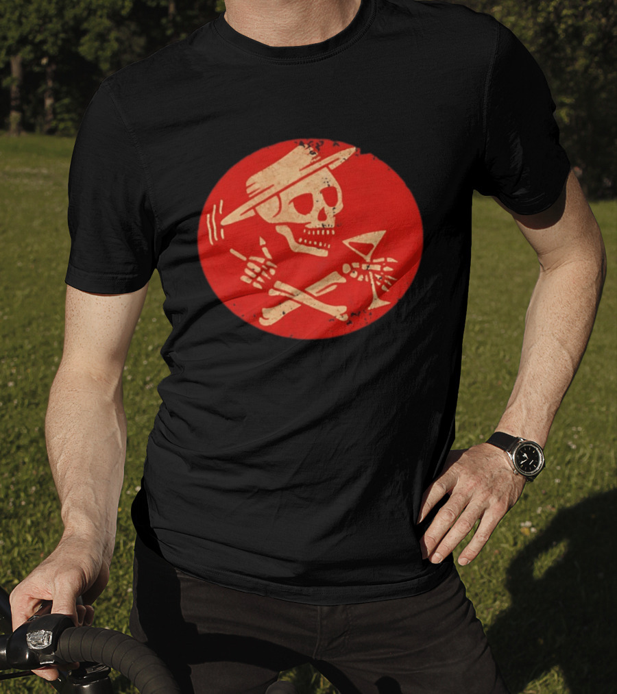 Social Distortion Skeleton Skull With Hat And Martini T-Shirt