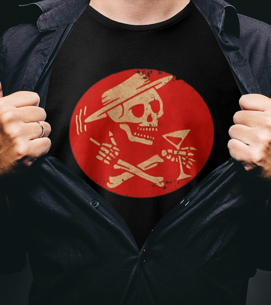 Social Distortion Skeleton Skull With Hat And Martini T-Shirt