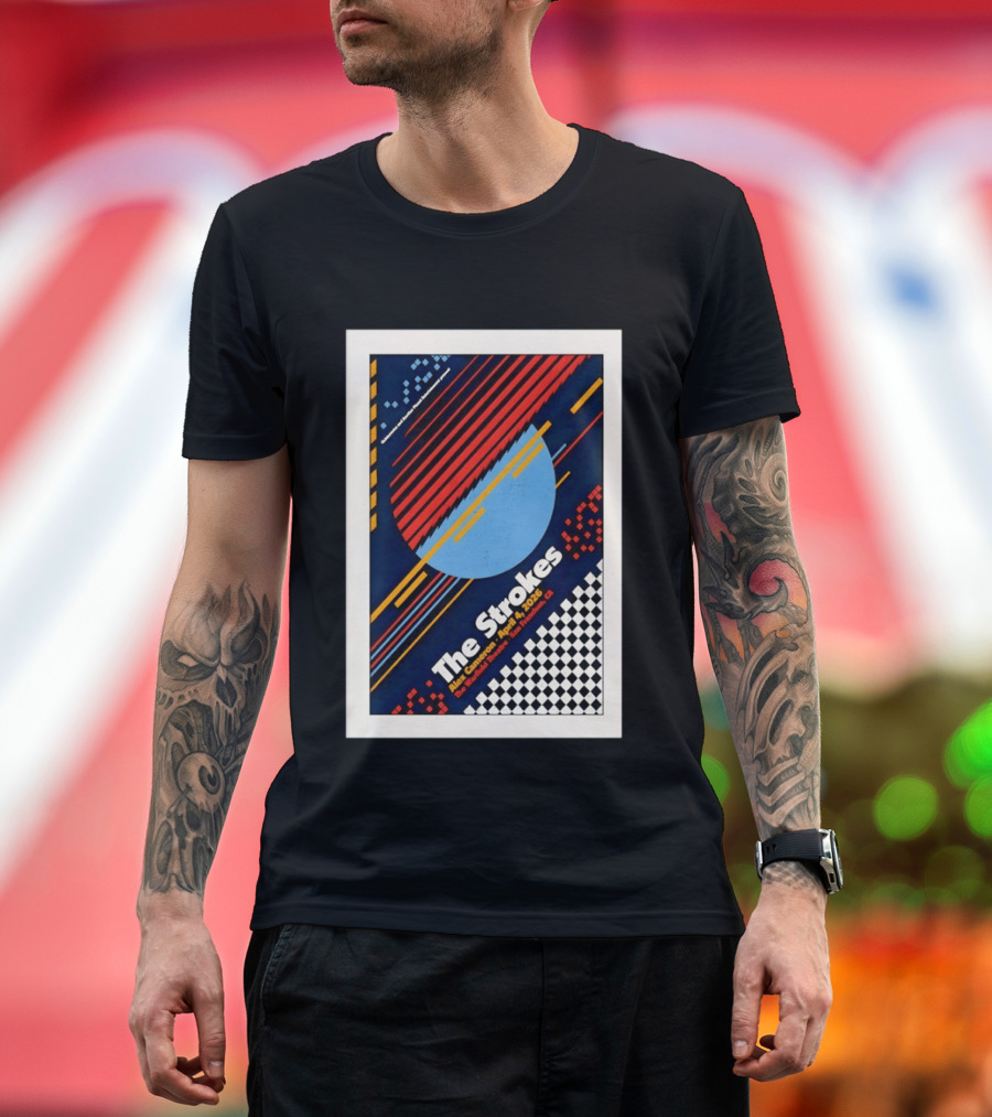 The Strokes Alex Cameron April 4 2026 San Francisco CA Checkerboard Stripes T-Shirt
