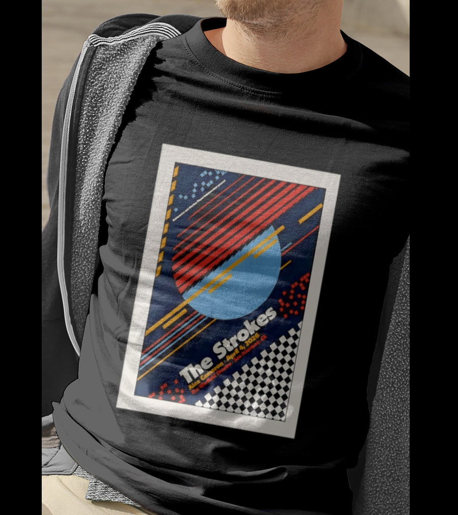 The Strokes Alex Cameron April 4 2026 San Francisco CA Checkerboard Stripes T-Shirt
