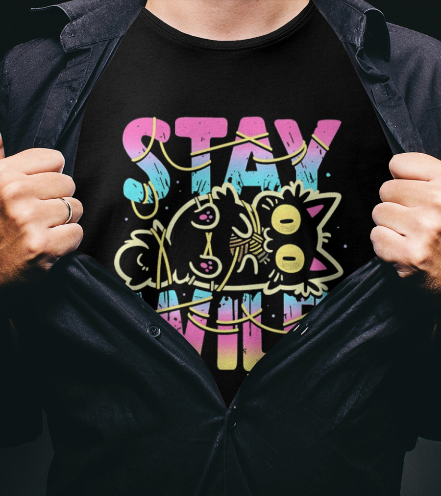 Stay Wild Wrapped In Chaos Cat Bound In Nonsense Blessed With Menace T-Shirt