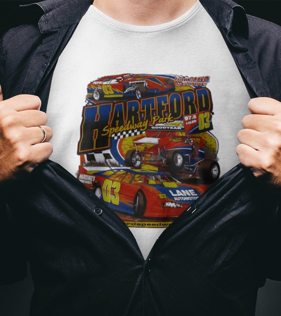 Hartford Speedway Park The Wicked Half Mile Lane Automotive Racing 03 T-Shirt