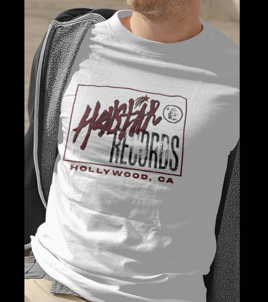 Hellstar Records Hollywood CA Music Icon With Red Star And Globe T-Shirt