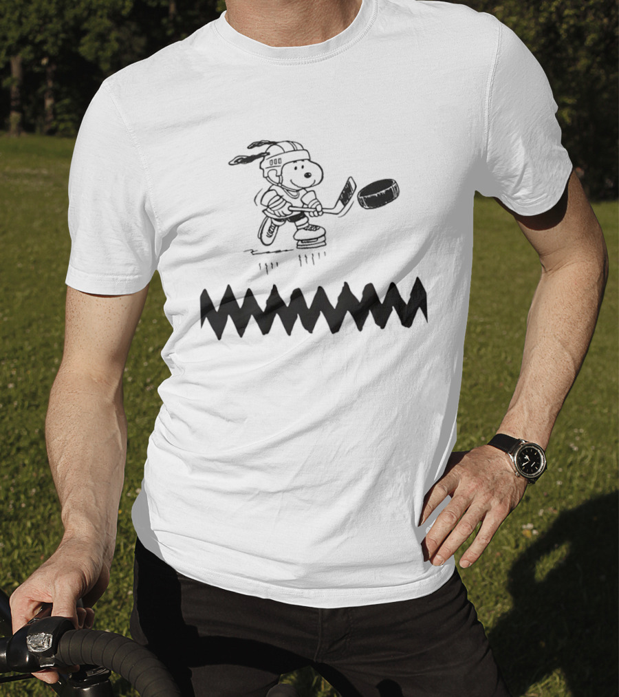 Snoopy Peanuts Ice Hockey Player Skating With Puck T-Shirt