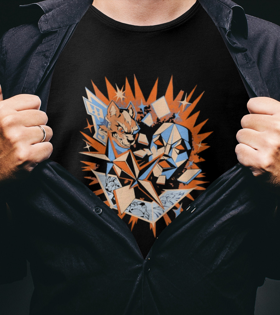 Fox McCloud And Andross Space Beast Battle Burst T-Shirt