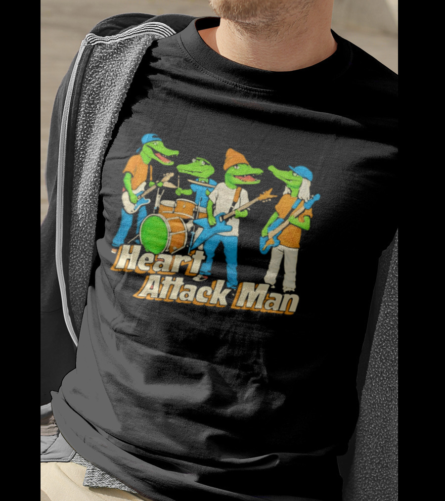 Heart Attack Man Gator Band Playing Music T-Shirt
