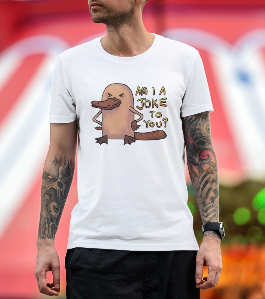 Platypus Am I A Joke To You? Cartoon Style Angry Expression T-Shirt