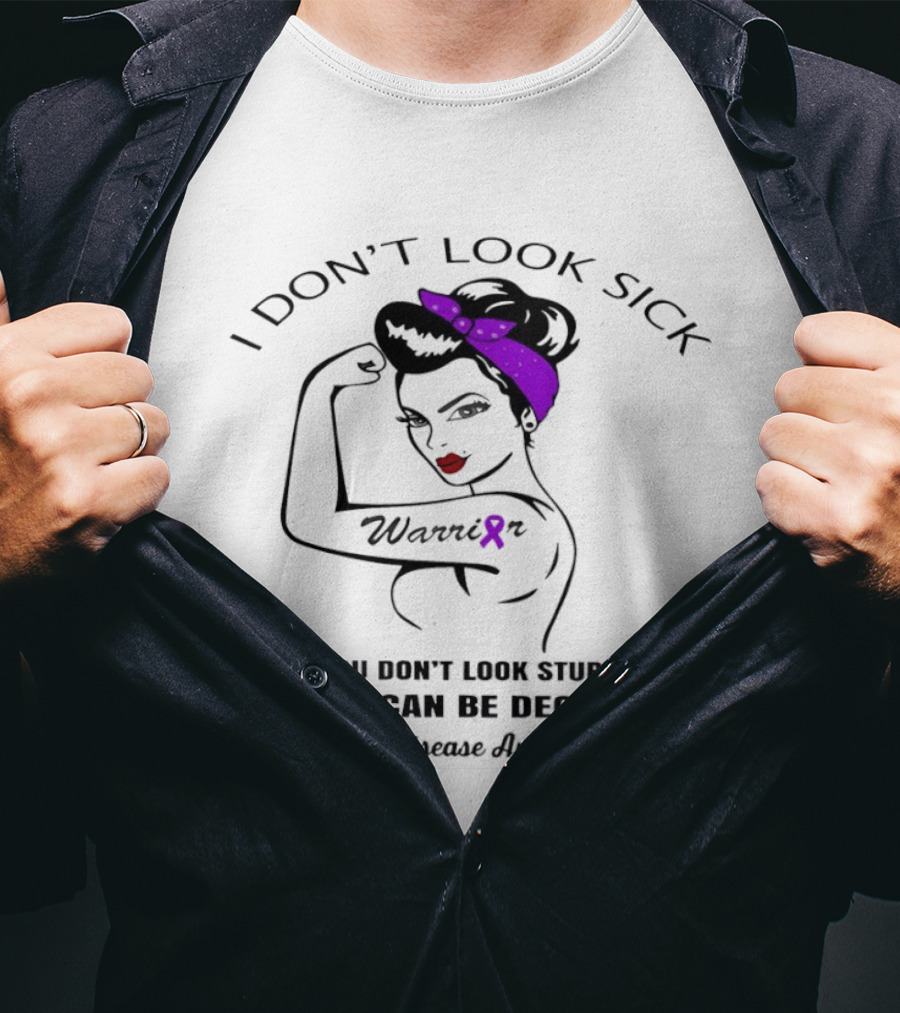 I Don't Look Sick Warrior Purple Ribbon Colitis Disease Awareness Looks Can Be Deceiving T-Shirt
